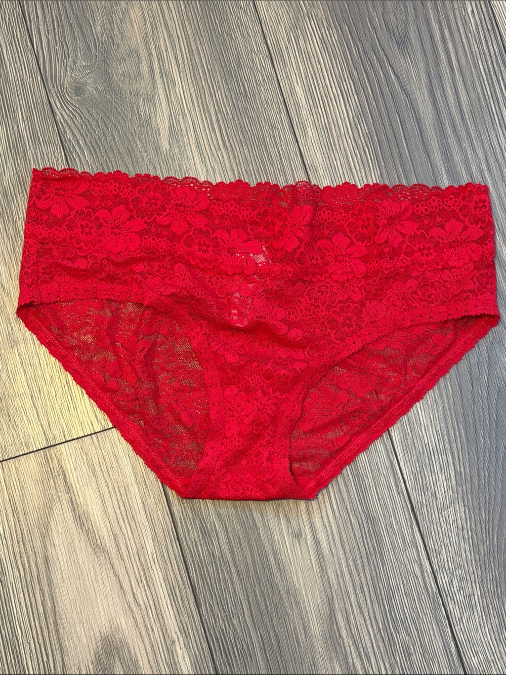 PINK Victoria's Secret Red Floral Lace Hipster